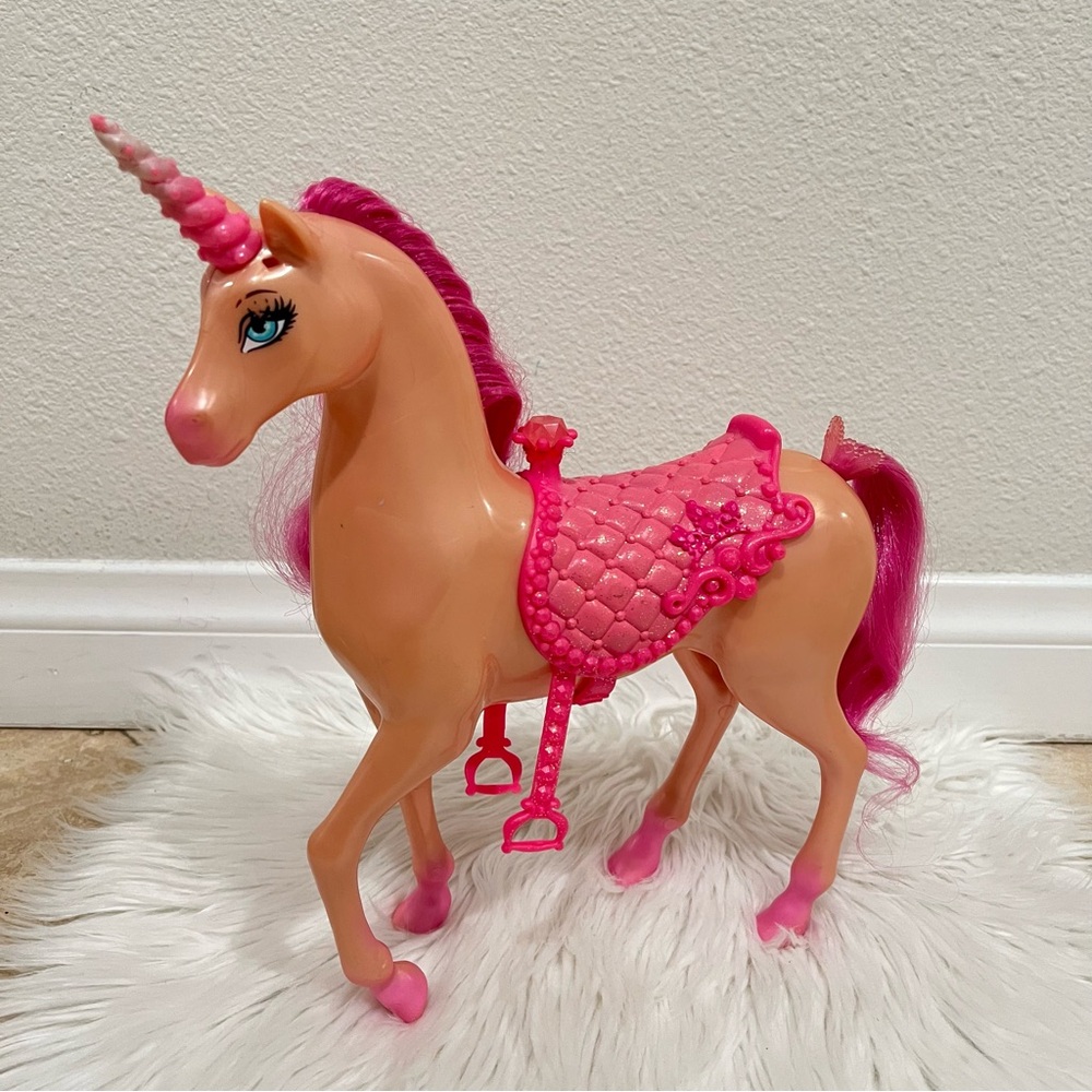 Mattel Barbie Fairytale Princess Pink Sparkle Unicorn with Saddle - 2011